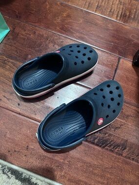 CROCS Navy Blue Clogs with Red Accent